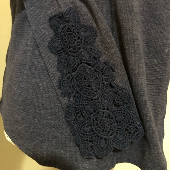 American Eagle Navy Blue Lace Long Sleeve Shirt - Picture 4 of 5